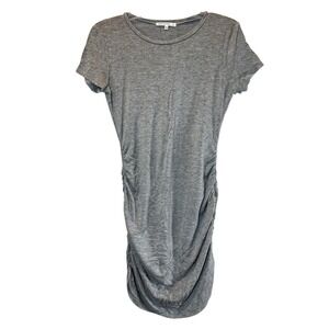 ANTISTAR Grey Ruched Mini T Shirt Dress Size Medium Beach Vacation Casual Chic‎